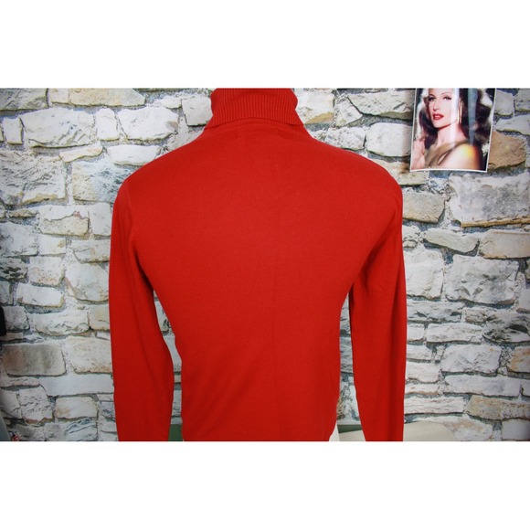 August Silk Knits Red Turtleneck Silk Blend Stretch Sweater Womens Medium - Picture 5 of 7